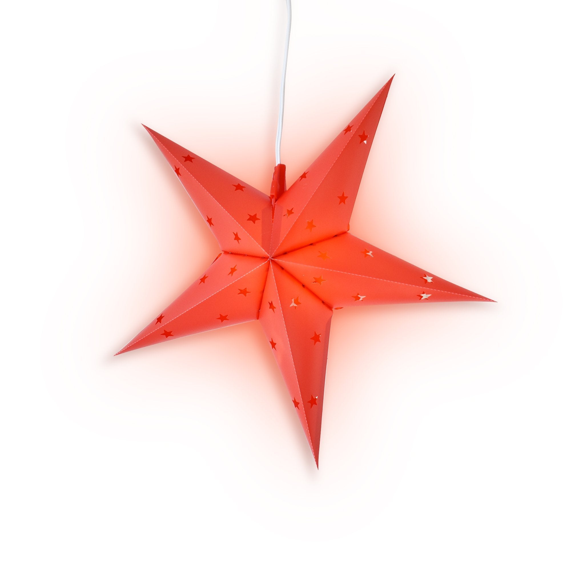 19" Red Weatherproof Star Lantern Lamp, Hanging Decoration (Shade Only)