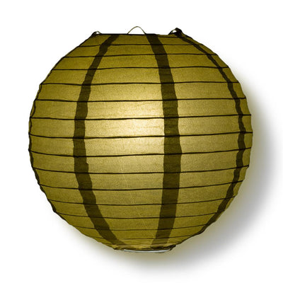 4" Gold Round Paper Lantern, Even Ribbing, Hanging Decoration (10 PACK) - AsianImportStore.com - B2B Wholesale Lighting and Decor
