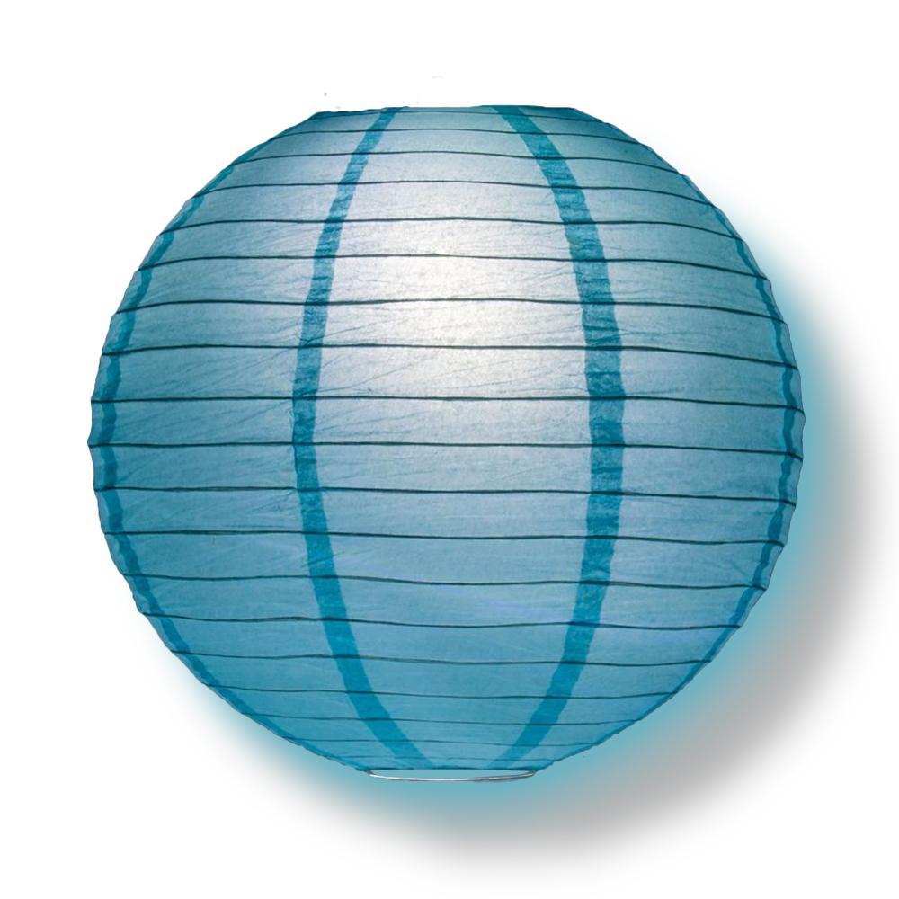 4" Baby Blue Round Paper Lantern, Even Ribbing, Hanging Decoration (10 PACK) - AsianImportStore.com - B2B Wholesale Lighting and Decor