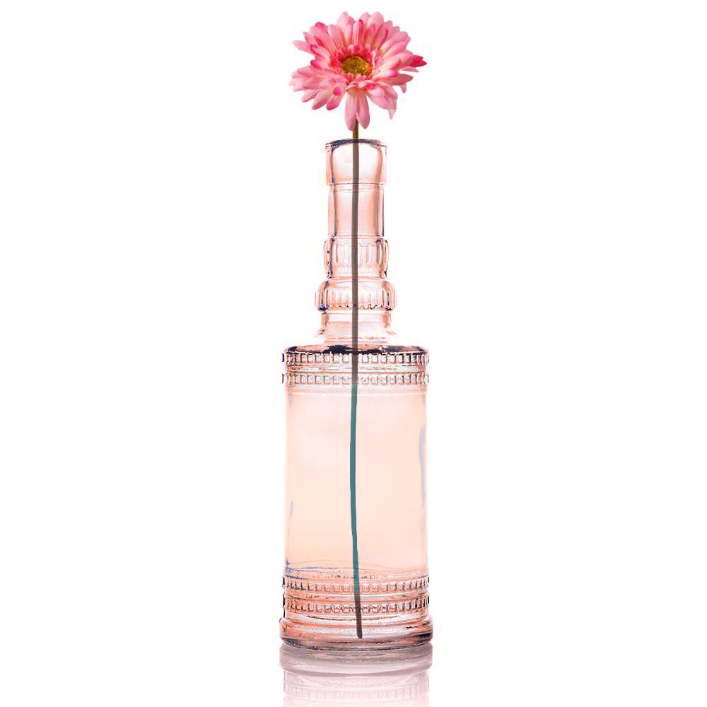 3-Pack | 8.86" Camila Pink Vintage Glass Bottle with Cork - DIY Wedding Flower Bud Vases