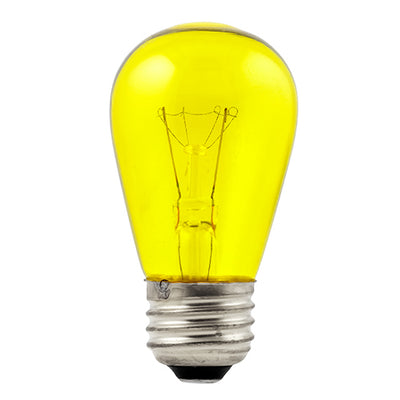 (Discontinued) Replacement Transparent Yellow 11-Watt Incandescent S14 Sign Light Bulbs, E26 Medium Base (25 PACK)