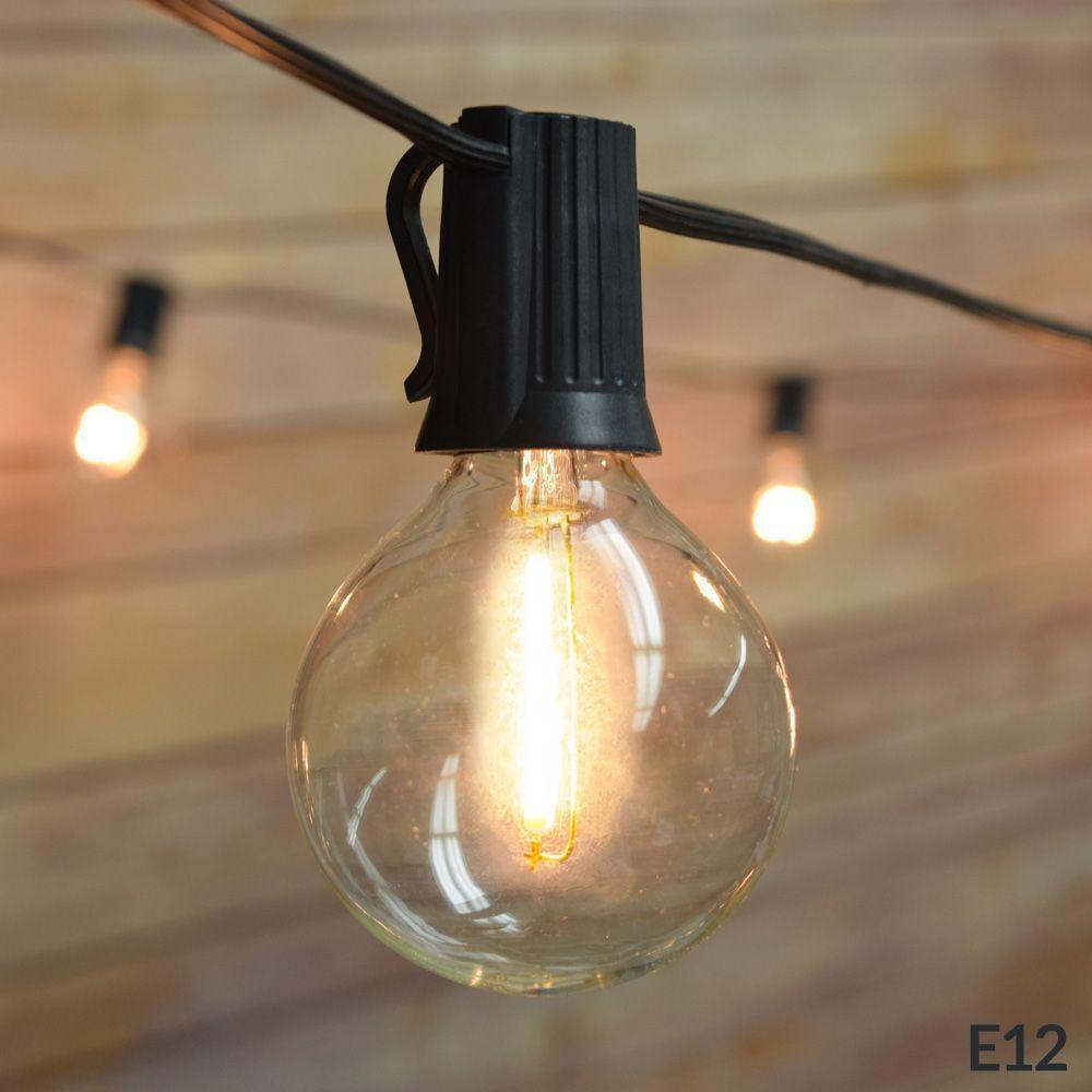 28 FT Shatterproof Light Bulb LED Outdoor Patio String Light Set, 25 Socket E12 C7 Base, Black Cord - AsianImportStore.com - B2B Wholesale Lighting & Decor since 2002