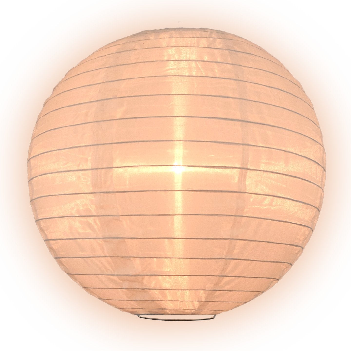 16" Beige Shimmering Nylon Lantern, Even Ribbing, Durable, Hanging