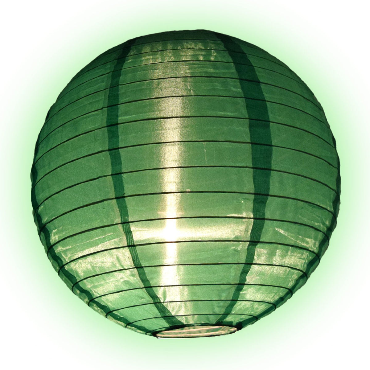 12" Emerald Green Shimmering Nylon Lantern, Even Ribbing, Durable, Hanging - AsianImportStore.com - B2B Wholesale Lighting & Décor since 2002.