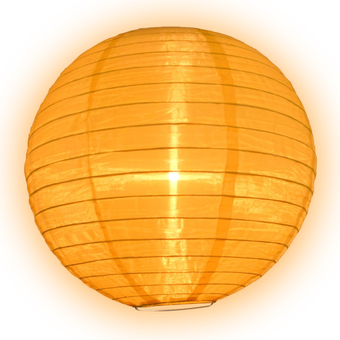 16" Gold Yellow Shimmering Nylon Lantern, Even Ribbing, Durable, Hanging - AsianImportStore.com - B2B Wholesale Lighting & Décor since 2002.