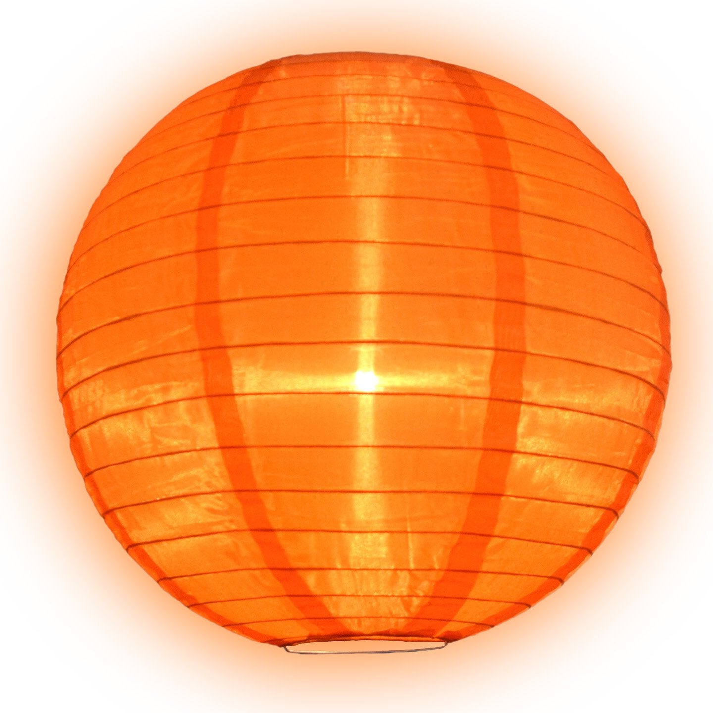 30" Orange Jumbo Shimmering Nylon Lantern, Even Ribbing, Durable, Dry Outdoor Hanging Decoration - AsianImportStore.com - B2B Wholesale Lighting & Décor since 2002.