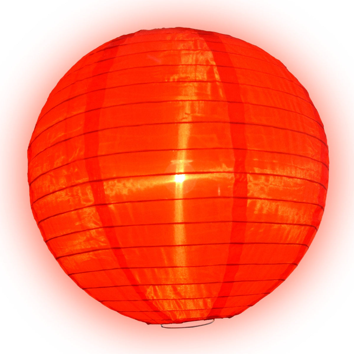 30" Red Jumbo Shimmering Nylon Lantern, Even Ribbing, Durable, Dry Outdoor Hanging Decoration