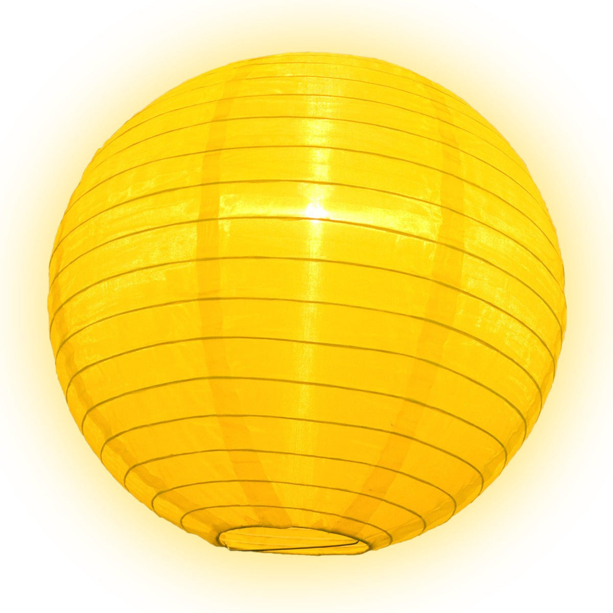 14" Yellow Shimmering Nylon Lantern, Even Ribbing, Durable, Hanging - AsianImportStore.com - B2B Wholesale Lighting & Décor since 2002.