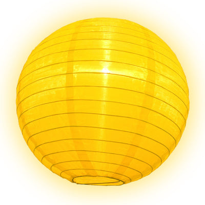 30" Yellow Jumbo Shimmering Nylon Lantern, Even Ribbing, Durable, Dry Outdoor Hanging Decoration