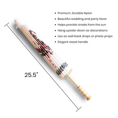 32" Cherry Blossom with Floral Ring Premium Nylon Parasol Umbrella with Elegant Handle