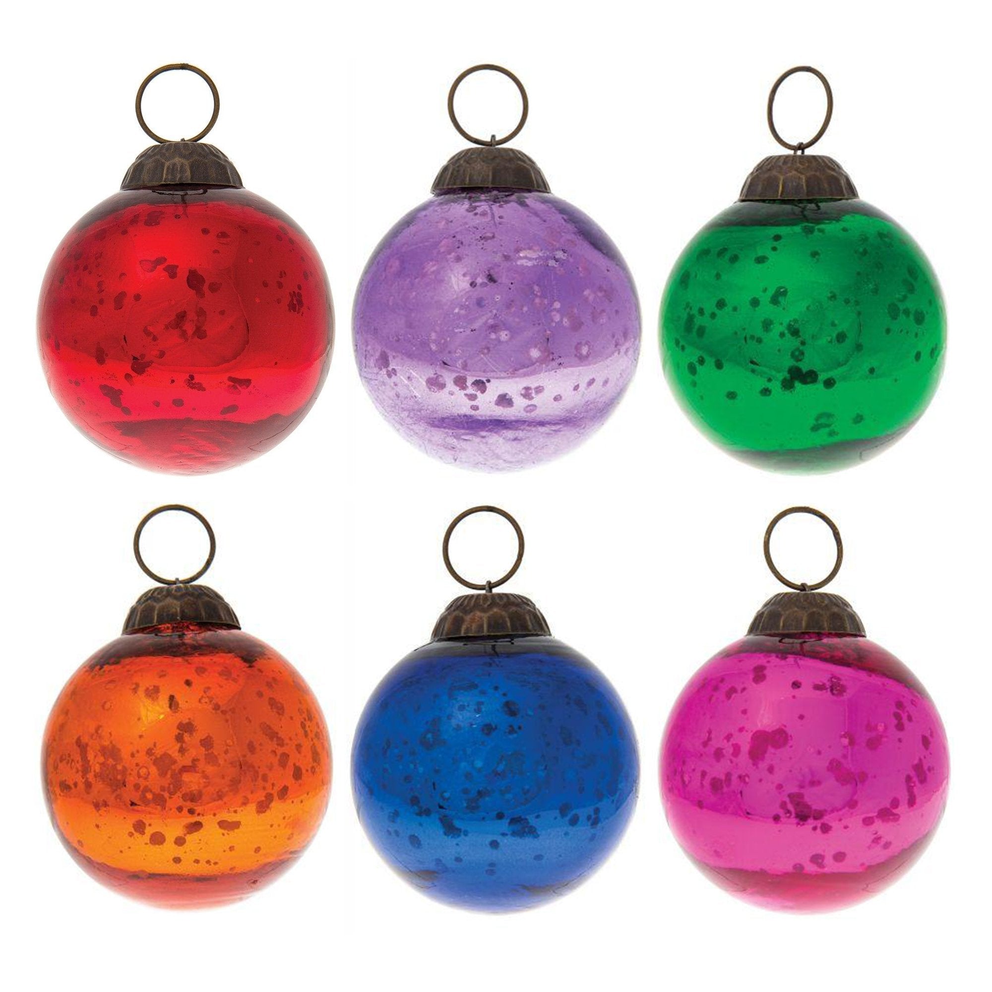 6 Pack | Multi-Color Ava Holiday Mercury Ornaments Set - Great Gift Idea, Vintage-Style Decorations for Christmas, Special Occasions, Home Decor and Parties