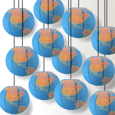 14" Geographical World Map Earth Globe Paper Lantern Hanging Classroom & Party Decoration - AsianImportStore.com - B2B Wholesale Lighting and Decor