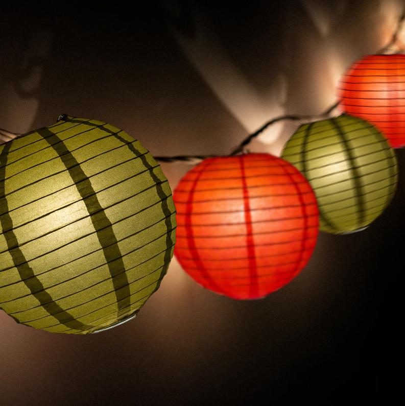 16-FT, 20x Paper Lantern Party String Lights Set (4" Red and Gold Lanterns) - AsianImportStore.com - B2B Wholesale Lighting & Decor since 2002