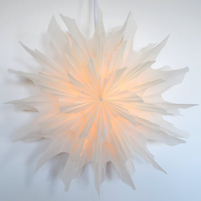 16" White Icicle Snowflake Star Lantern Pizzelle Design