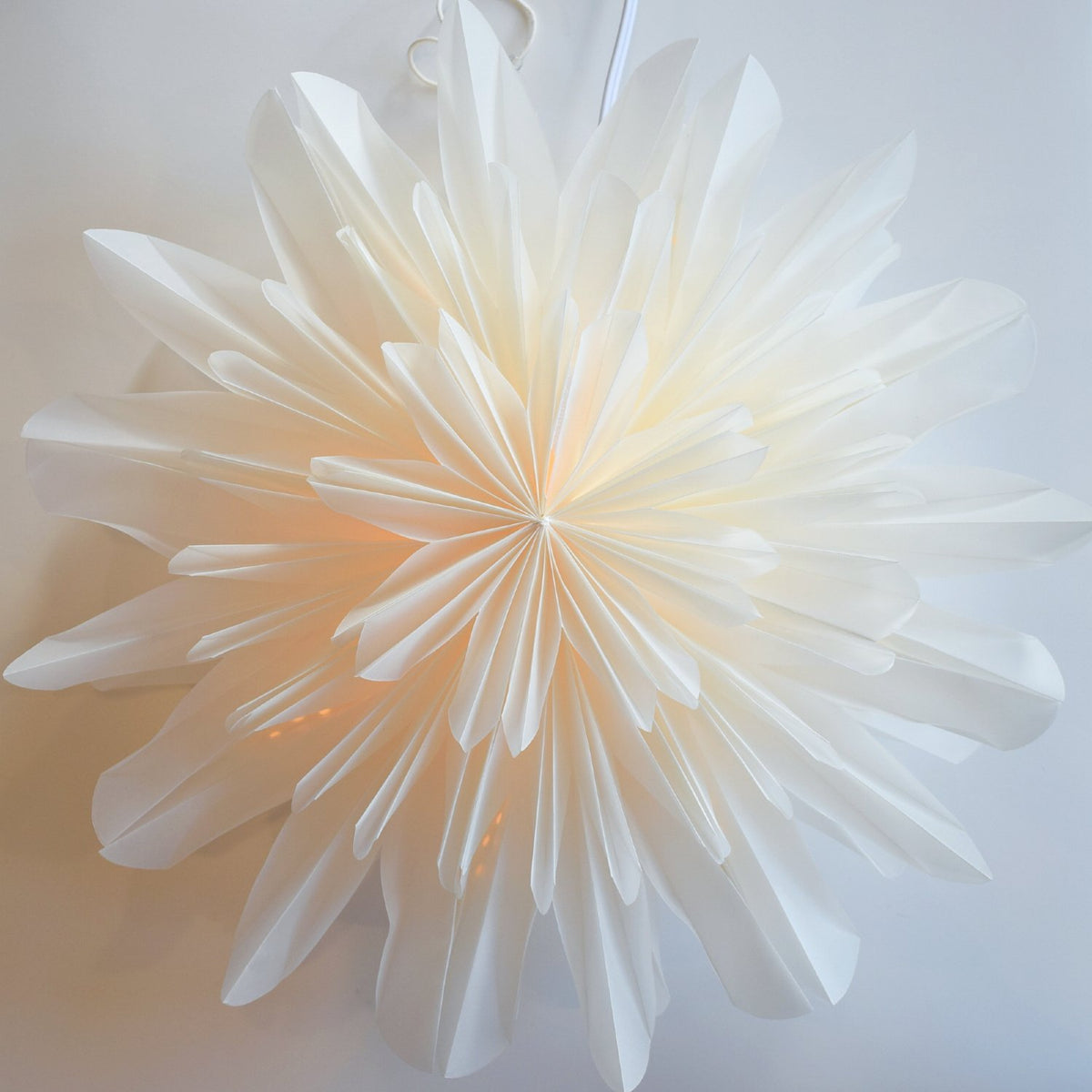 17" White Snowfall Snowflake Star Lantern Pizzelle Design - Great With or Without Lights - Ideal for Holiday and Snowflake Decorations, Weddings, Parties, and Home Decor