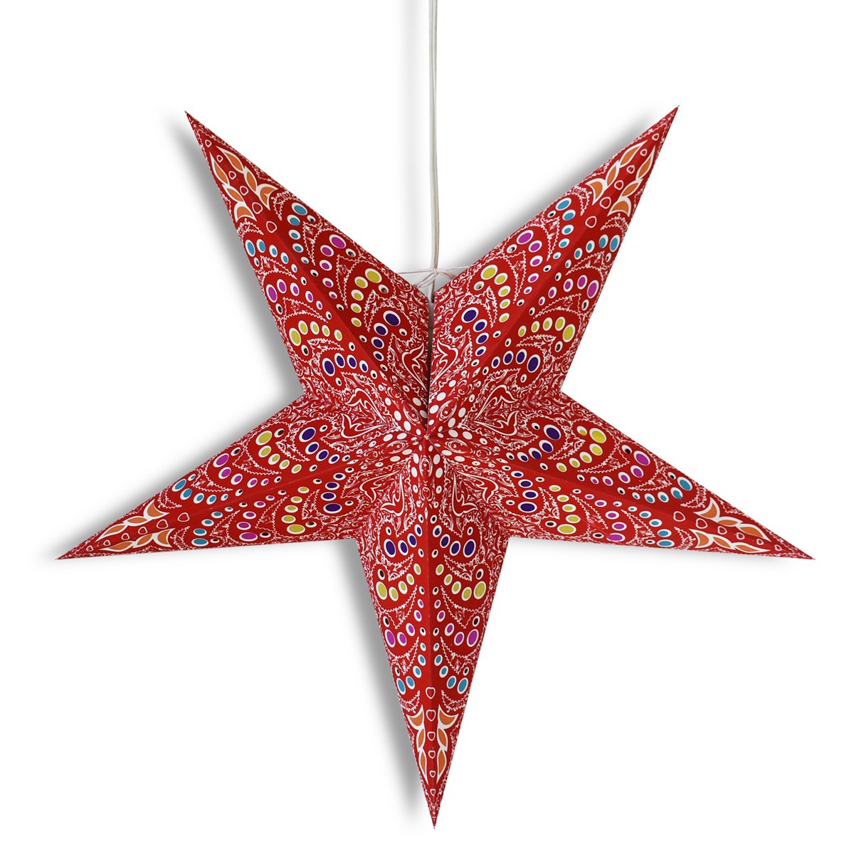 3-PACK + Cord | 24" Red Aloha Paper Star Lantern and Lamp Cord Hanging Decoration - AsianImportStore.com - B2B Wholesale Lighting and Decor