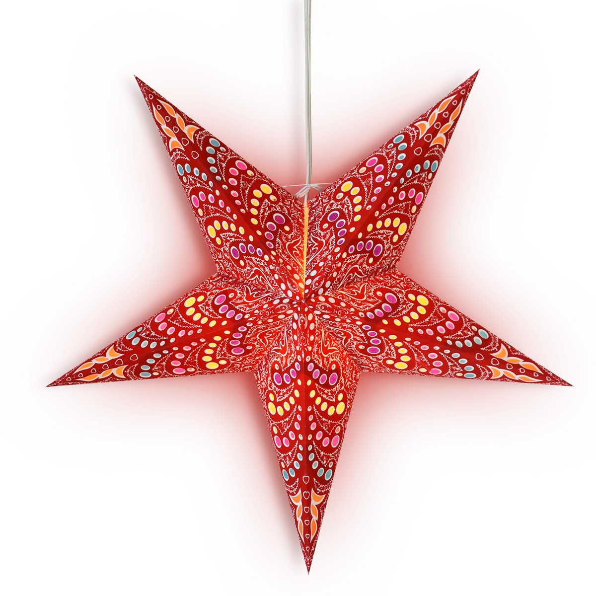 3-PACK + Cord | 24" Red Aloha Paper Star Lantern and Lamp Cord Hanging Decoration - AsianImportStore.com - B2B Wholesale Lighting and Decor