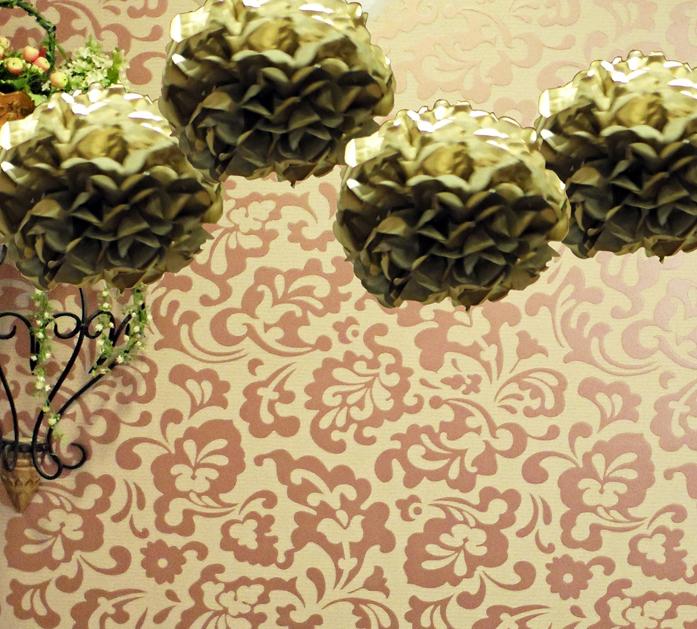 EZ-Fluff 12" Gold Tissue Paper Pom Poms Flowers Balls, Decorations (4 PACK) - AsianImportStore.com - B2B Wholesale Lighting and Decor
