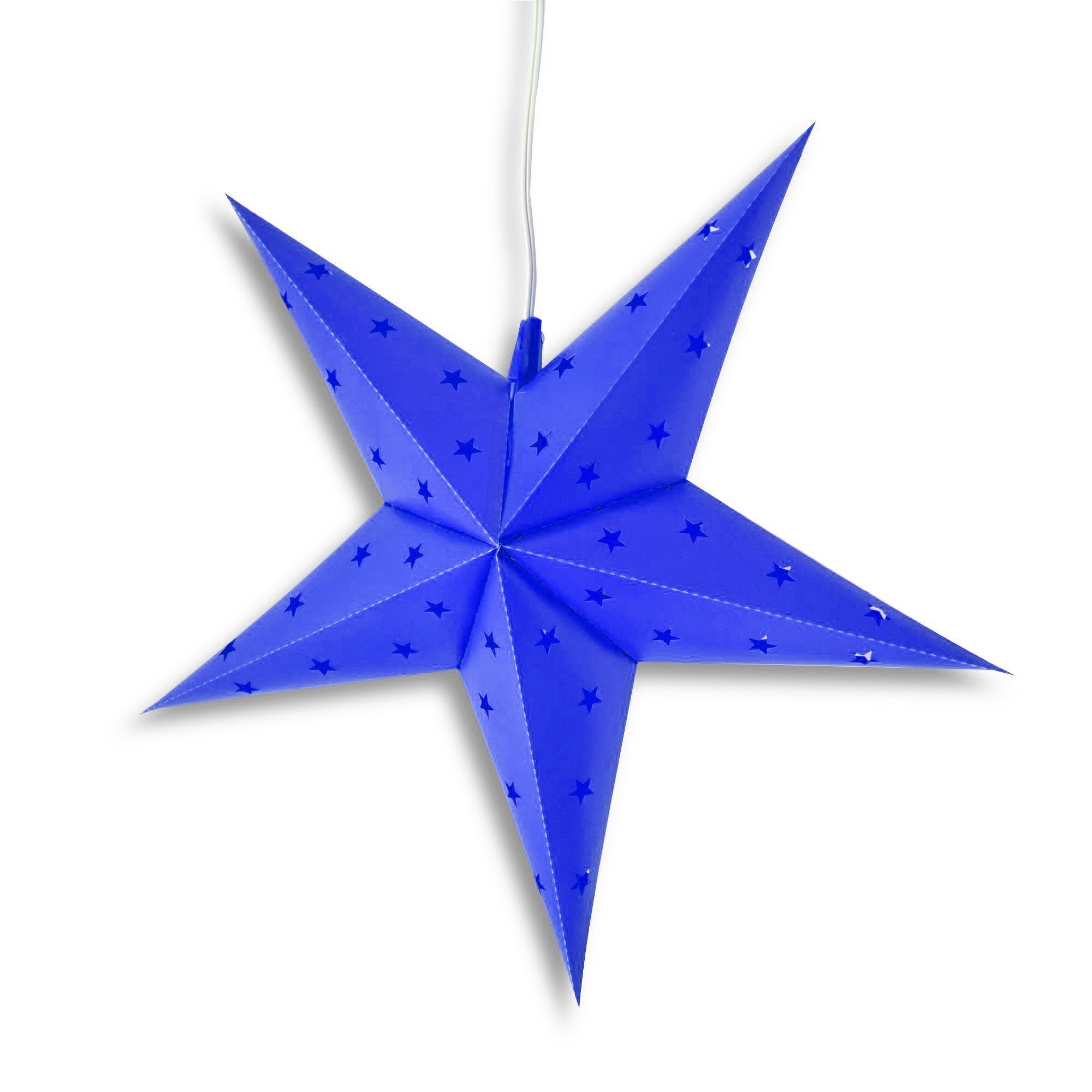 28" Dark Blue Weatherproof Star Lantern Lamp, Hanging Decoration (Shade Only)