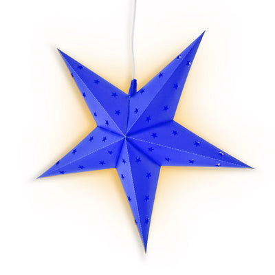 24" Dark Blue Weatherproof Star Lantern Lamp, Hanging Decoration (Shade Only)