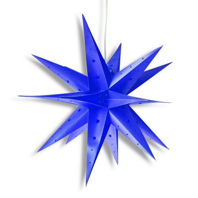 24" Dark Blue Weatherproof Moravian Star Lantern Lamp, Hanging Decoration - AsianImportStore.com - B2B Wholesale Lighting & Décor since 2002.