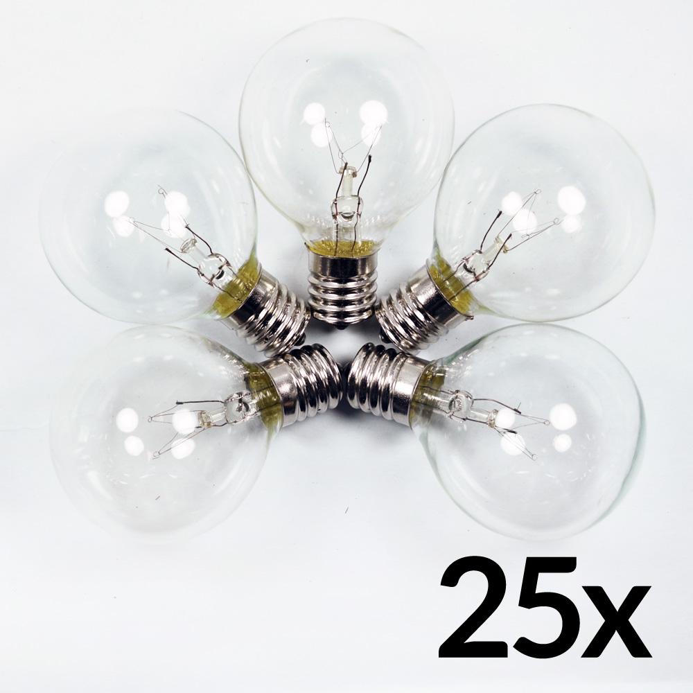 Clear 7-Watt Incandescent G40 Globe Light Bulbs, E17 Base (25 PACK) - AsianImportStore.com - B2B Wholesale Lighting and Decor