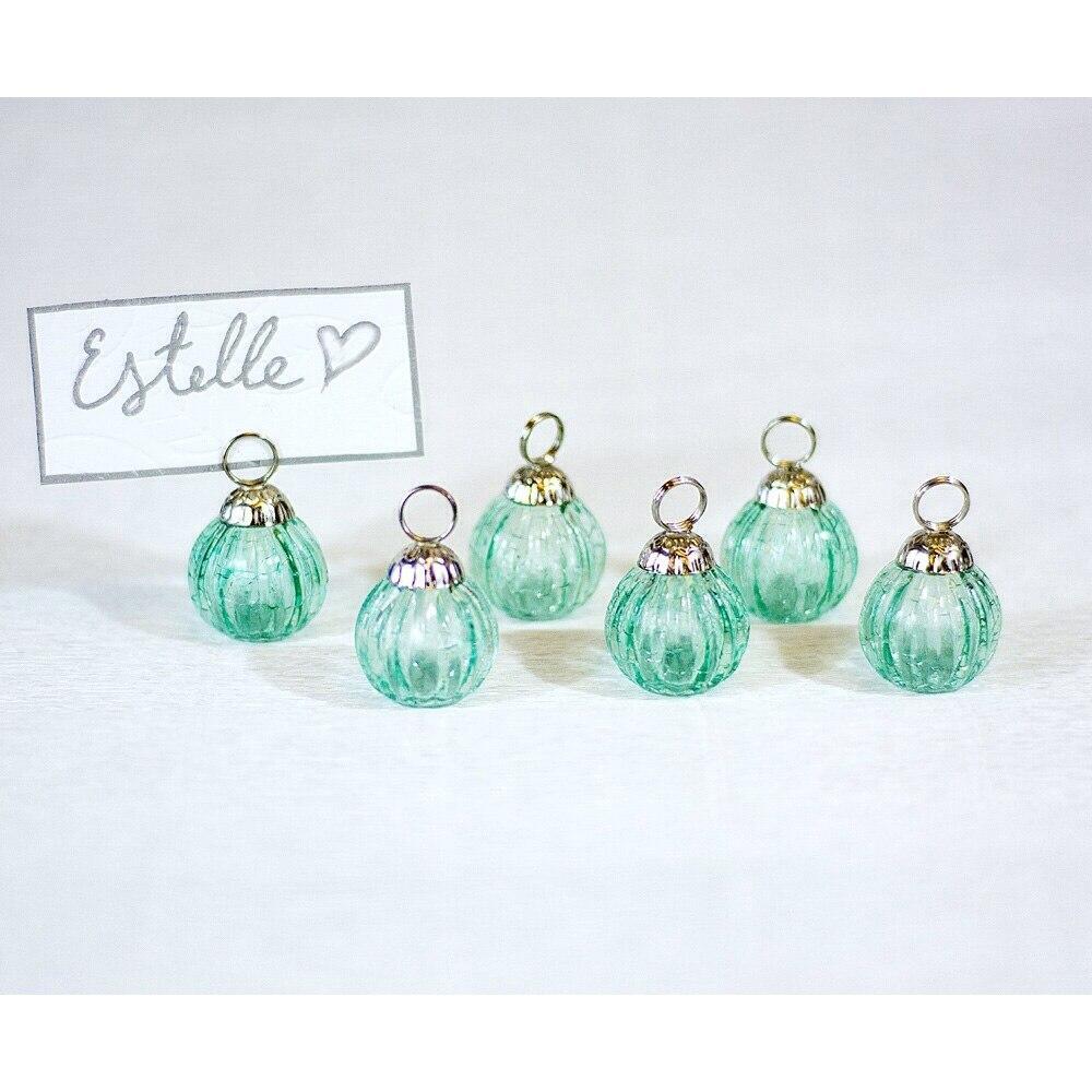 6 Pack | Mini Glass Bauble Place Card Holders (1.25-Inch, Turquoise Blue) - For Home Decor and Wedding Tabletops (102 PACK) - AsianImportStore.com - B2B Wholesale Lighting and Décor