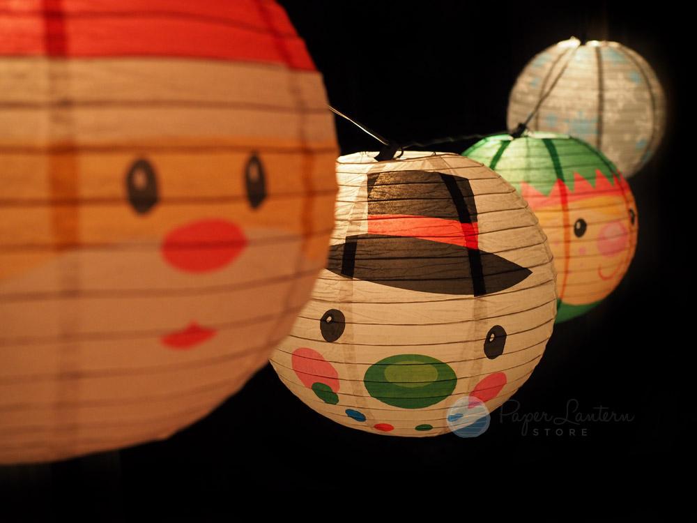  14" Christmas Holiday Character Mix Paper Lantern String Light COMBO Kit (21 FT, EXPANDABLE, White Cord) - AsianImportStore.com - B2B Wholesale Lighting and Decor
