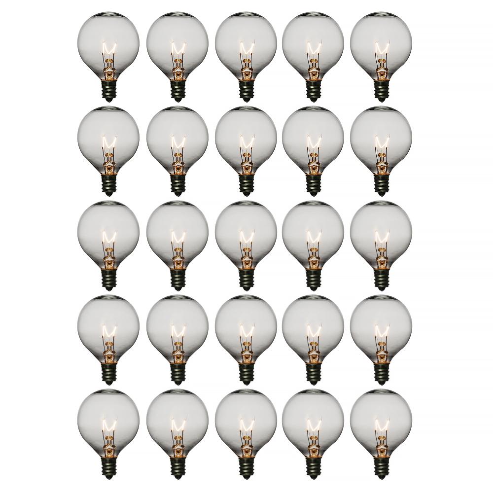 Clear 5-Watt Incandescent G40 Globe Light Bulbs, E12 Base (25 PACK) - AsianImportStore.com - B2B Wholesale Lighting and Decor