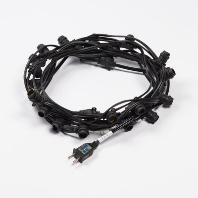 (Cord Only) 25 Socket Outdoor Commercial DIY String Light 29 FT Black Cord w/ E12 C7 Base, Weatherproof - AsianImportStore.com - B2B Wholesale Lighting and Decor