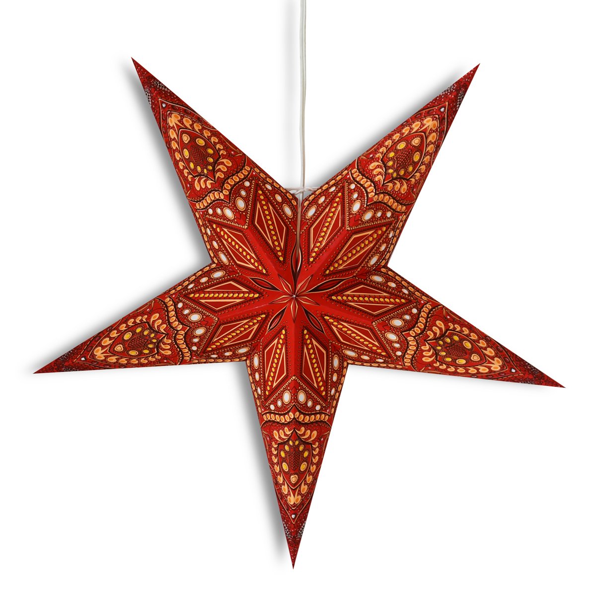 24" Red Crystal Paper Star Lantern, Hanging Wedding & Party Decoration - AsianImportStore.com - B2B Wholesale Lighting and Decor