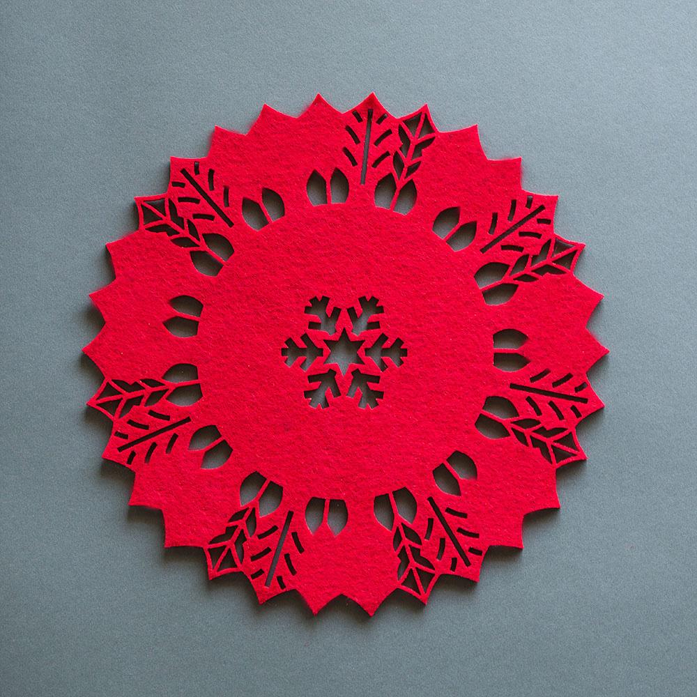  Red Frozen Snowflake Christmas Holiday Party Felt Fabric Doily, 11 Inch - AsianImportStore.com - B2B Wholesale Lighting and Decor
