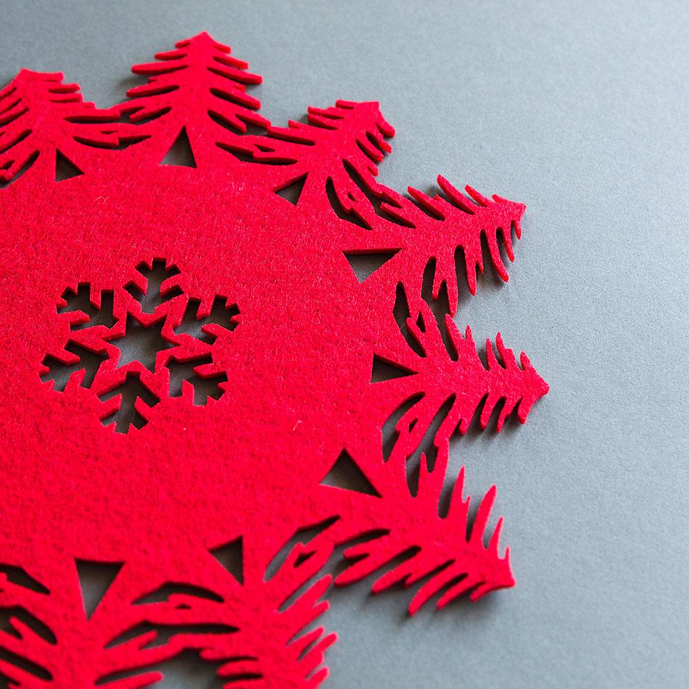  Red Christmas Tree Snowflake Holiday Party Felt Fabric Doily, 11 Inch - AsianImportStore.com - B2B Wholesale Lighting and Decor