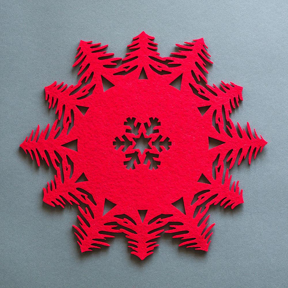  Red Christmas Tree Snowflake Holiday Party Felt Fabric Doily, 11 Inch - AsianImportStore.com - B2B Wholesale Lighting and Decor