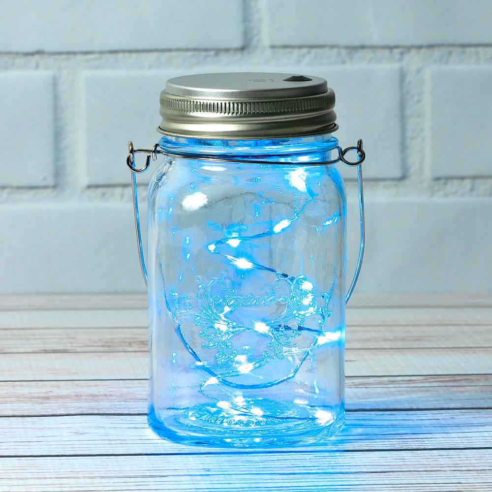  Fantado Regular Mouth Clear Mason Jar w/ Hanging Blue LED Fairy Light Kit (Battery Powered) - AsianImportStore.com - B2B Wholesale Lighting and Decor