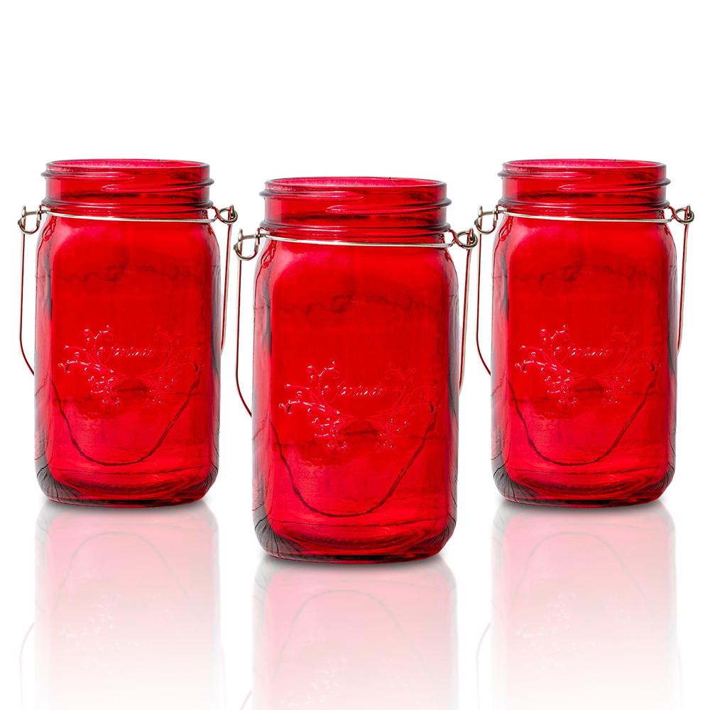 (24-Pack Master Case) Fantado Regular Mouth Ruby Red Color Mason Jar w/ Handle, 16oz / 1 Pint - AsianImportStore.com - B2B Wholesale Lighting and Decor
