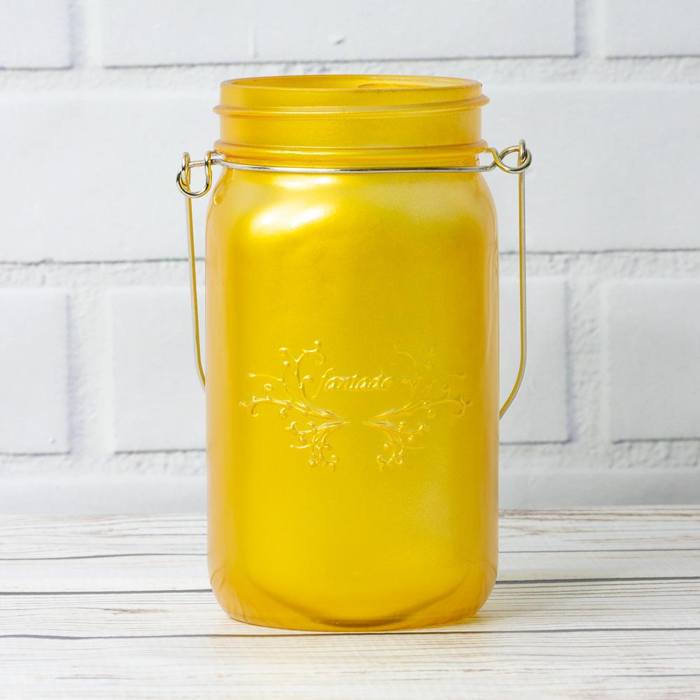  (24-Pack Master Case) Fantado Wide Mouth Frosted Yellow Gold Color Mason Jar w/ Handle, 32oz - AsianImportStore.com - B2B Wholesale Lighting and Decor