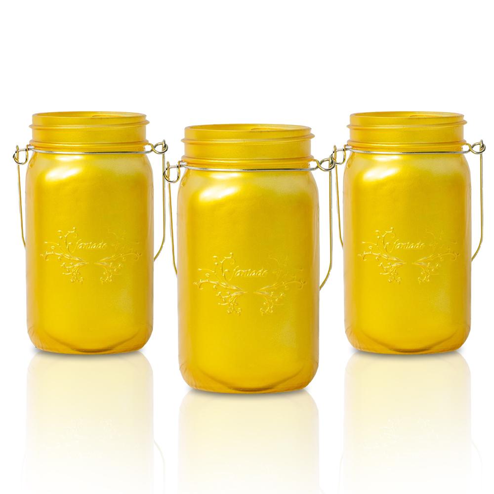  SINGLE Fantado Wide Mouth Frosted Yellow Gold Color Mason Jar w/ Handle, 32oz - AsianImportStore.com - B2B Wholesale Lighting and Decor