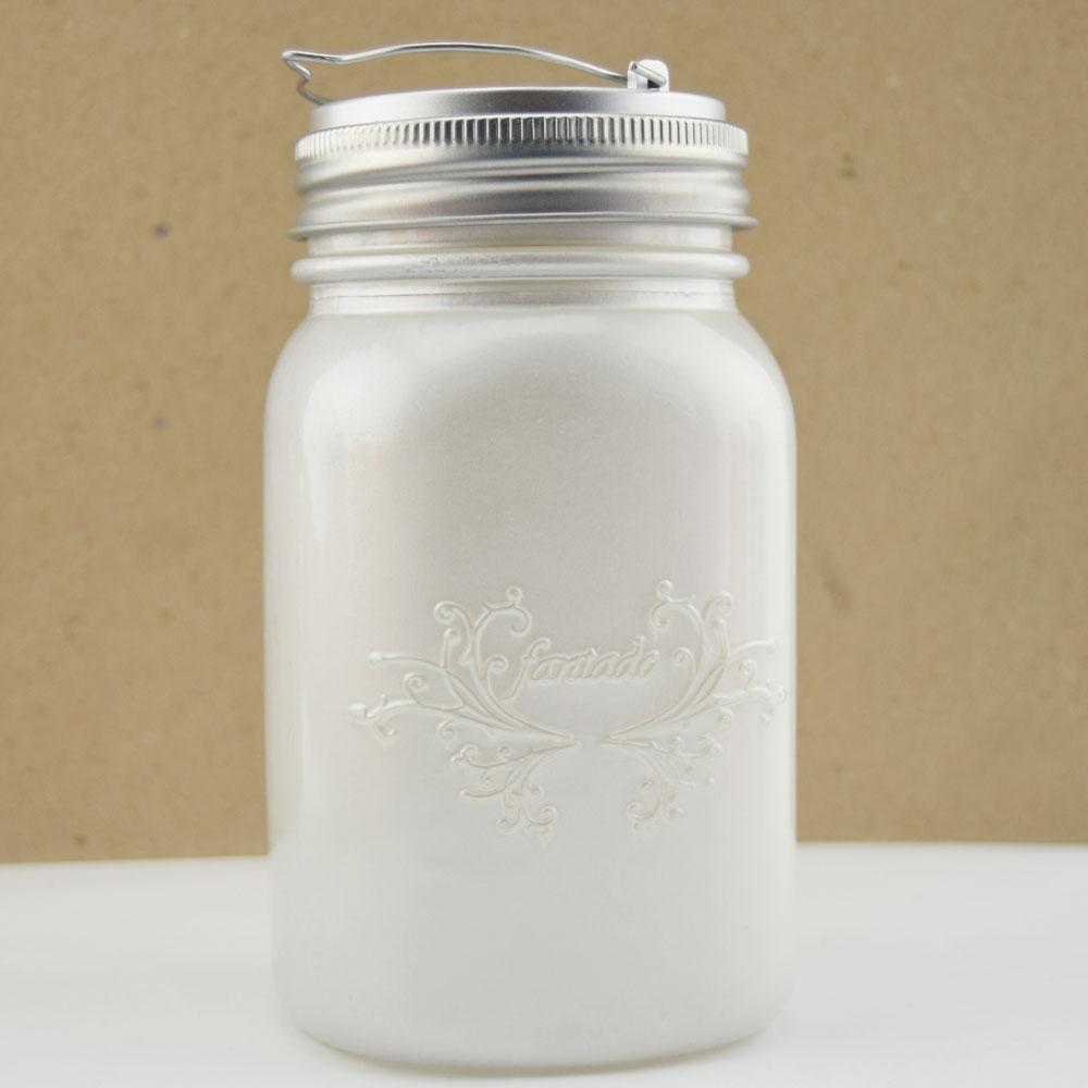  Fantado Wide Mouth Frosted Pearl White Mason Jar Luminaria Light w/ Hanging Red Fairy LED Kit - AsianImportStore.com - B2B Wholesale Lighting and Decor