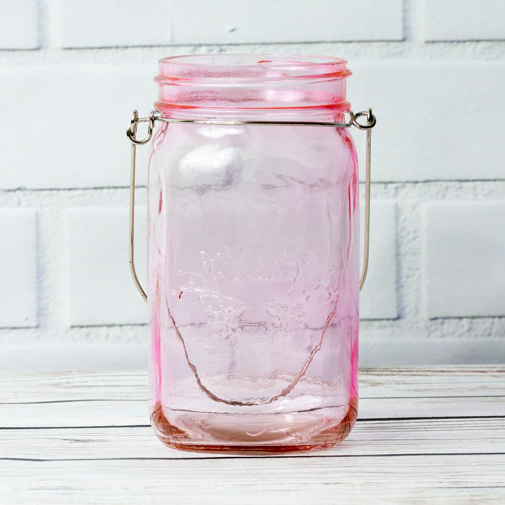  SINGLE Fantado Wide Mouth Light Pink Mason Jar w/ Handle, 32oz - AsianImportStore.com - B2B Wholesale Lighting and Decor