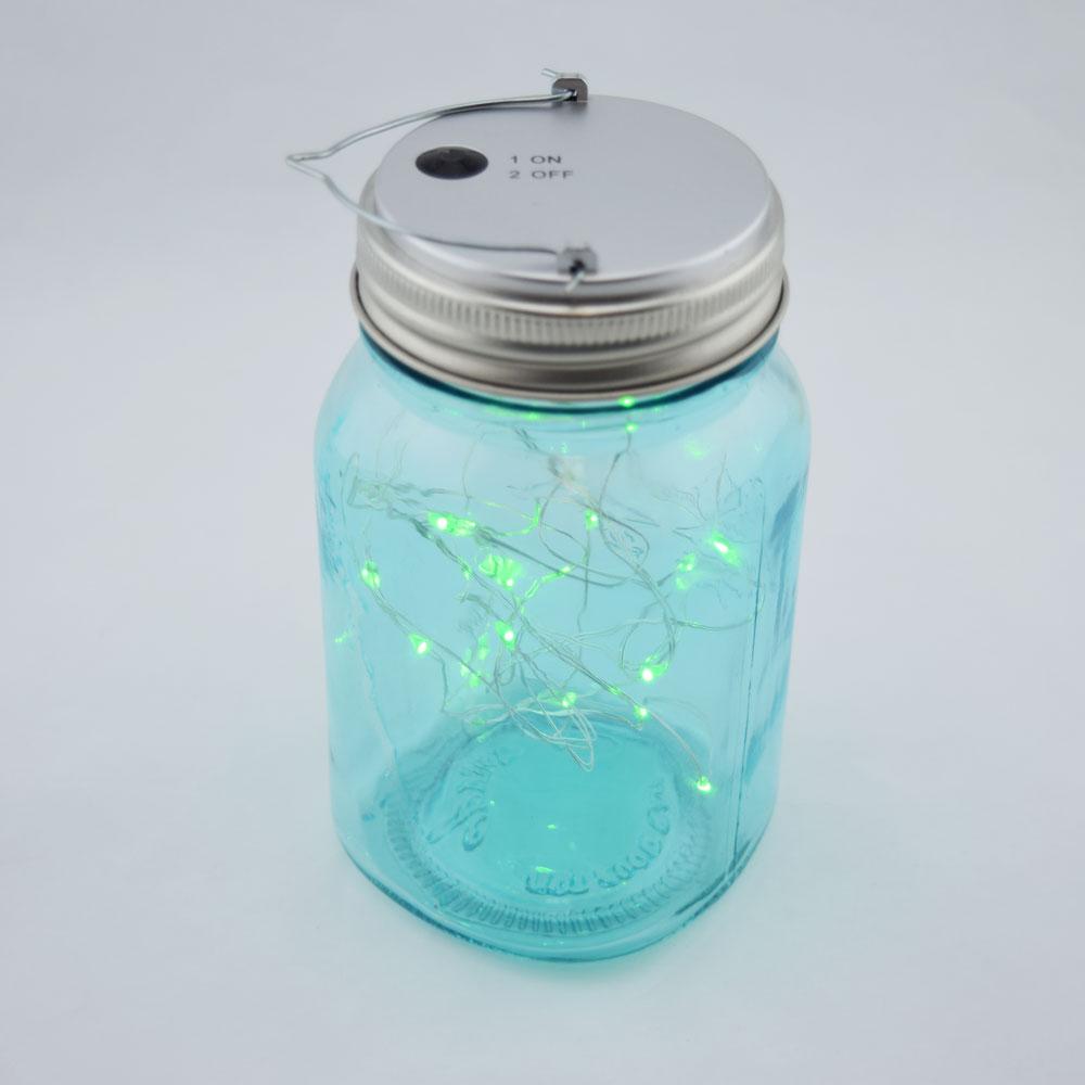  Fantado Wide Mouth Water Blue Mason Jar Light w/ Hanging Green Fairy LED Kit - AsianImportStore.com - B2B Wholesale Lighting and Decor