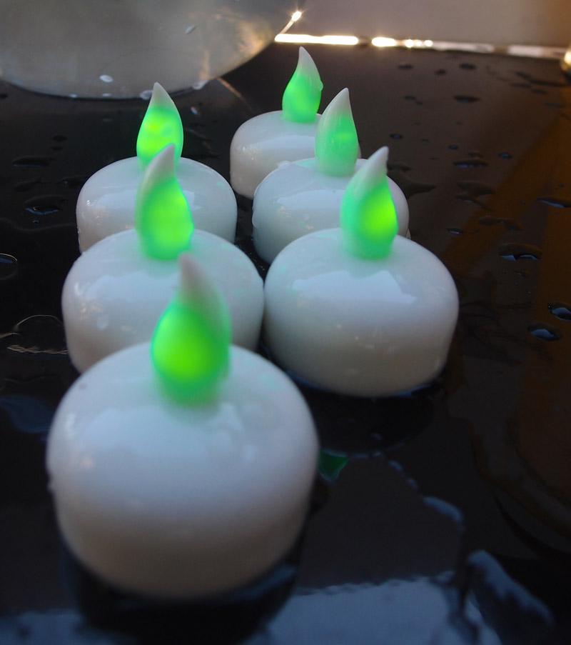  Floating Waterproof Flameless LED Tea Light Candle - Green (6 PACK) - AsianImportStore.com - B2B Wholesale Lighting and Decor