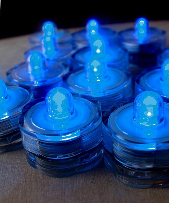 BLOWOUT (108 PACK) Blue LED Submersible Waterproof Flower Floral Tea Lights (Twist On/Off)