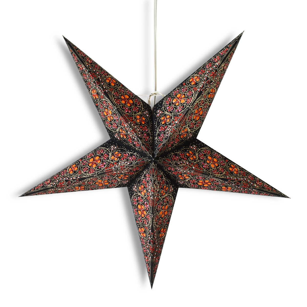 3-PACK + Cord | 24" Red Garden Paper Star Lantern and Lamp Cord Hanging Decoration - AsianImportStore.com - B2B Wholesale Lighting and Decor