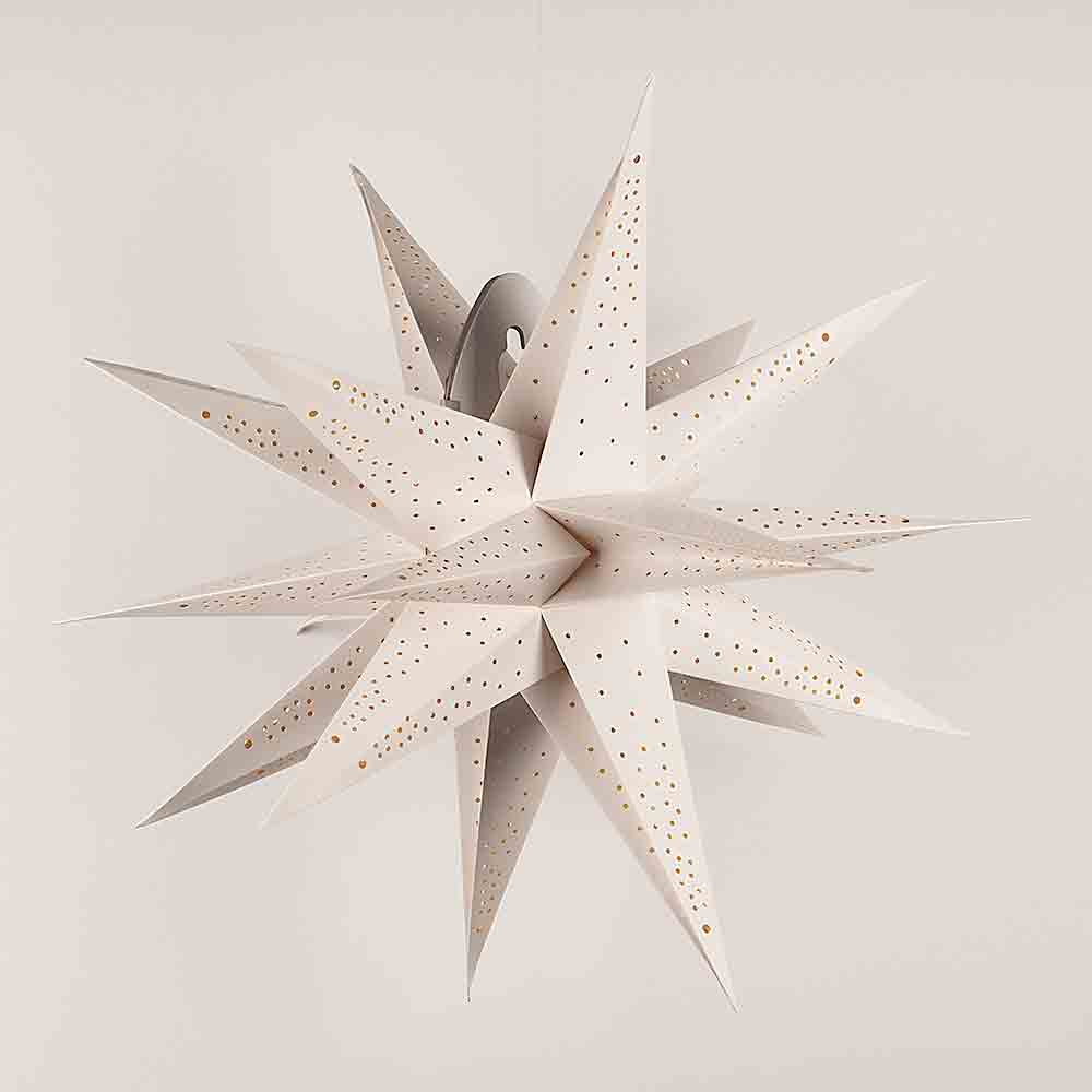 24" White Moravian Cut-Out Multi-Point Paper Star Lantern Lamp, Chinese Hanging Wedding & Party Decoration - AsianImportStore.com - B2B Wholesale Lighting and Decor