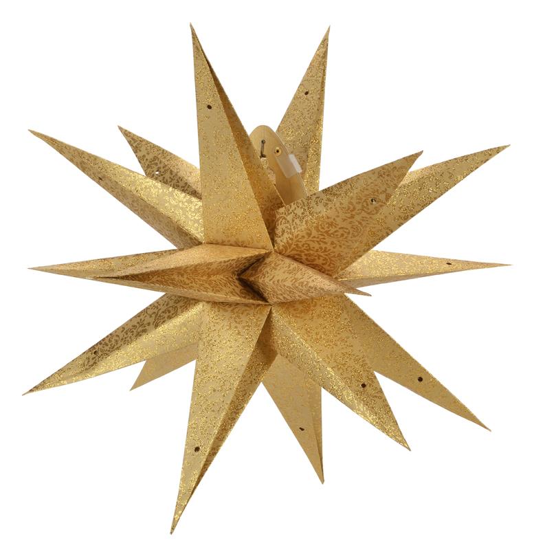  24" Moravian Gold Glitter Multi-Point Paper Star Lantern Lamp, Hanging Decoration - AsianImportStore.com - B2B Wholesale Lighting and Decor