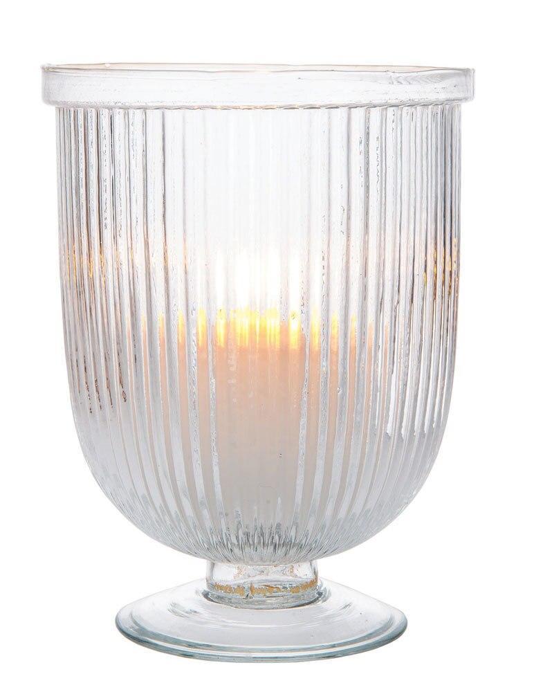 9" Large Fluted Clear Lynne Hurricane Candle Holder and Vase (20 PACK) - AsianImportStore.com - B2B Wholesale Lighting and Décor