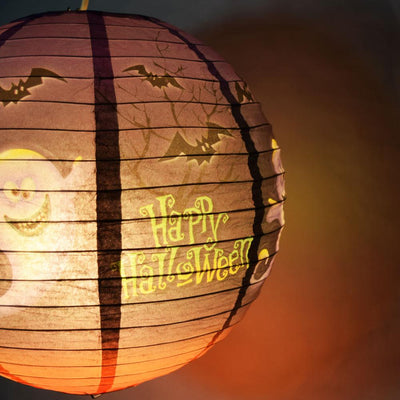 12" Ghosts and Bats Happy Halloween Paper Lantern - AsianImportStore.com - B2B Wholesale Lighting and Decor