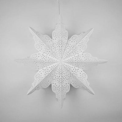 3-PACK + Cord | Bright White Cristallo 29" Pizzelle Designer Illuminated Paper Star Lanterns and Lamp Cord Hanging Decorations - AsianImportStore.com - B2B Wholesale Lighting and Decor