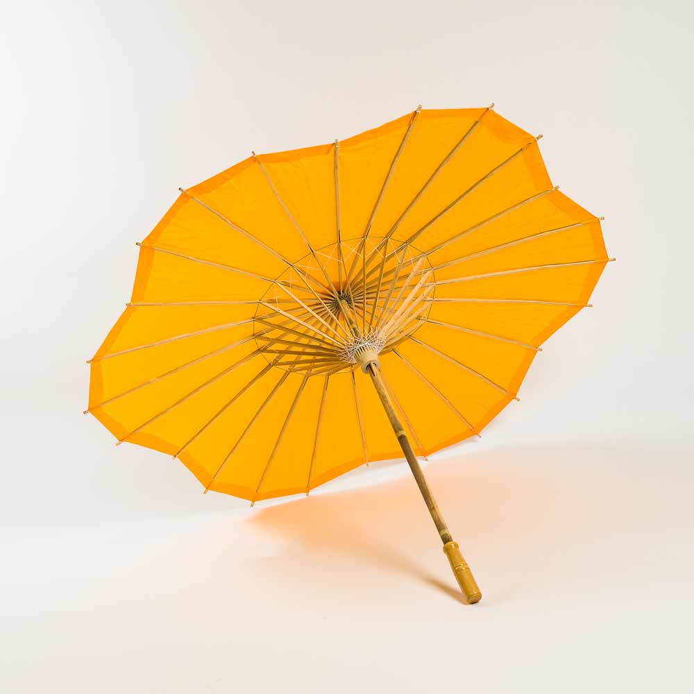 32" Orange Paper Parasol Umbrella, Scallop Blossom Shaped - AsianImportStore.com - B2B Wholesale Lighting & Décor since 2002.